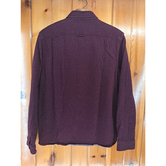 Goodfellow Shirt Mens Medium Maroon Red Textured Fabric Heavy Knit Button Up - Picture 6 of 13